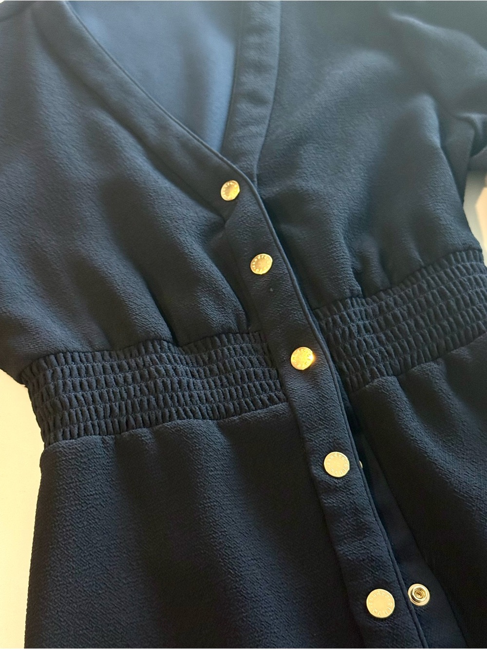 Sandro Navy Long-Sleeve Button Front Dress - Picture 2 of 5